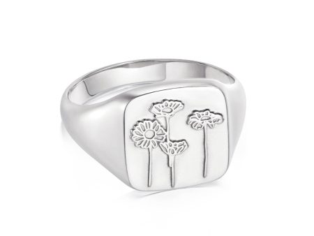 Wild Daisies Signet Ring Sterling Silver Cheap