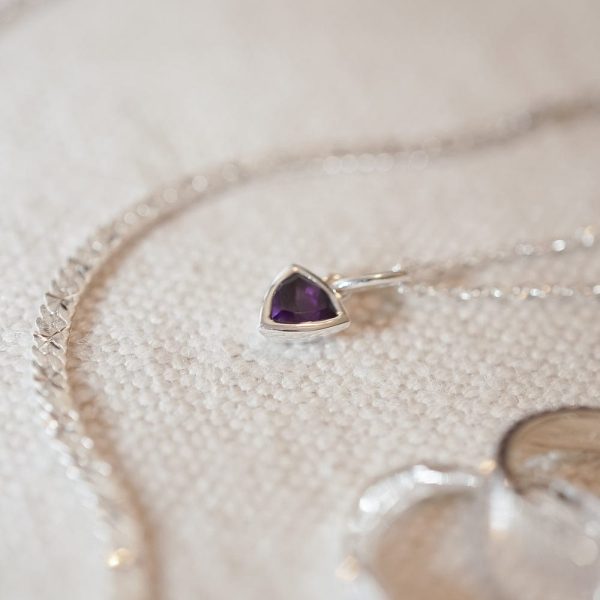 Amethyst February Birthstone Charm Pendant Sterling Silver Discount