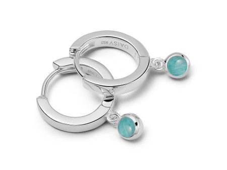 Amazonite Healing Huggie Hoop Earrings Sterling Silver Online Hot Sale