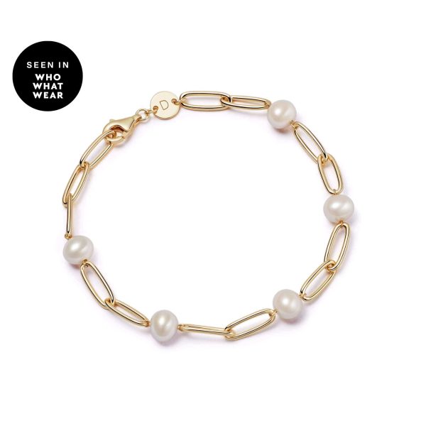 Shrimps Chunky Pearl Bracelet 18ct Gold Plate For Discount