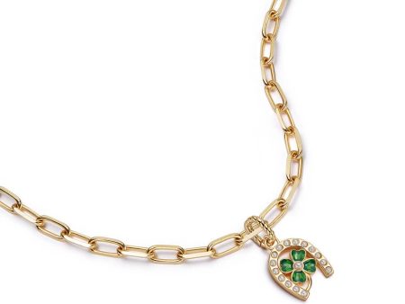 Shrimps Clover Charm Chunky Necklace 18ct Gold Plate For Cheap