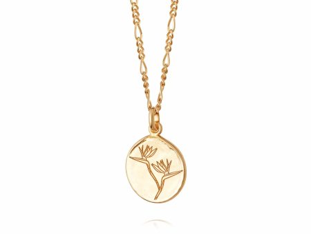 Bird Of Paradise Flower Necklace 18Ct Gold Plate Online now