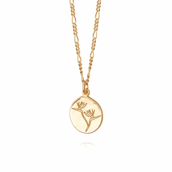 Bird Of Paradise Flower Necklace 18Ct Gold Plate Online now