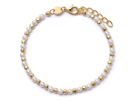 Pearl And Bead Bracelet 18ct Gold Plate Cheap