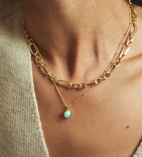 Amazonite Healing Stone Necklace 18ct Gold Plate Discount