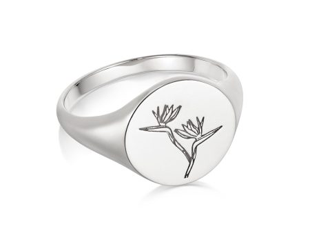 Bird Of Paradise Signet Ring Sterling Silver Online Sale