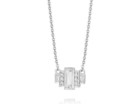 Beloved White Topaz Baguette Necklace Sterling Silver For Discount