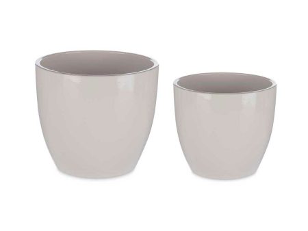 Set of pots Ø 22 cm Ø 28 cm 2 Pieces Grey Clay Online Sale