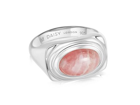 Rhodochrosite Bold Ring Sterling Silver Hot on Sale