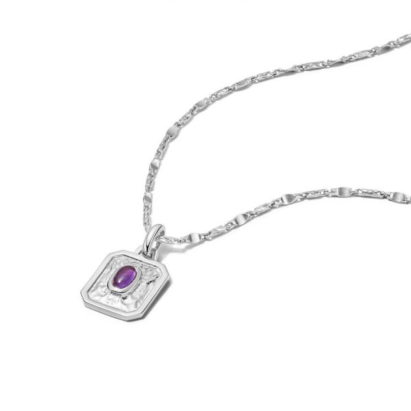 February Amethyst Birthstone Necklace Sterling Silver For Cheap