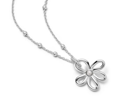 Daisy Bow Pendant Necklace Sterling Silver Hot on Sale