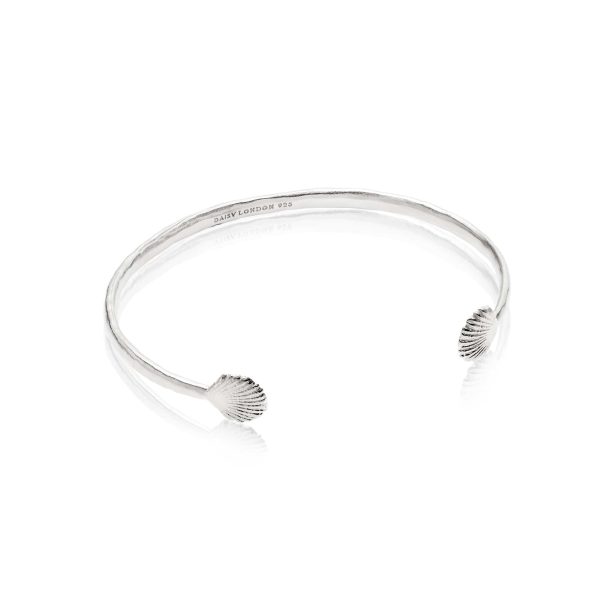 Isla Shell Cuff Bangle Sterling Silver Cheap