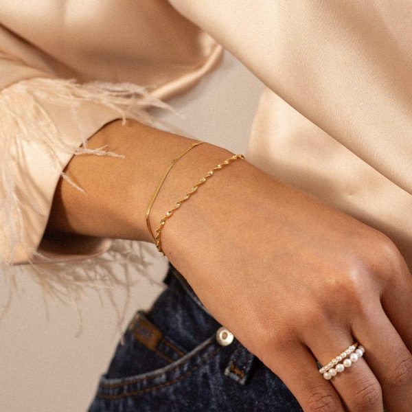 Twisted Chain Bracelet Stack 18ct Gold Plate Online now