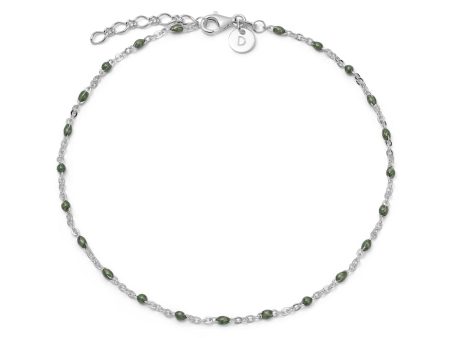 Green Enamel Beaded Anklet Sterling Silver Sale