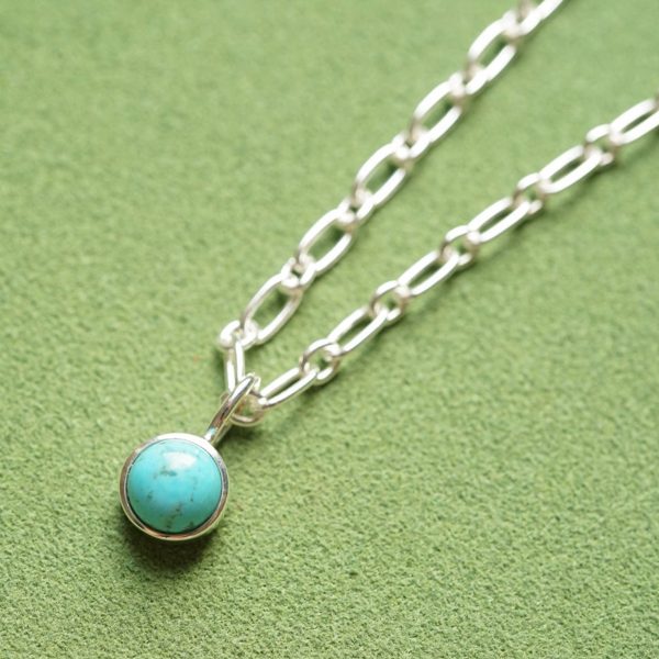 Turquoise Chunky Healing Stone Necklace Sterling Silver For Cheap