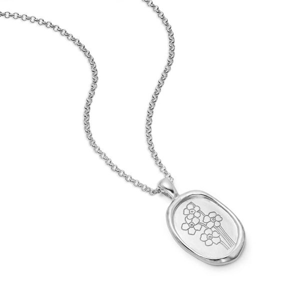 Forget Me Not Necklace Flower Sterling Silver For Sale