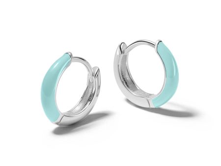 Turquoise Huggie Hoop Earrings Sterling Silver For Cheap