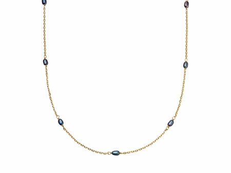 Black Seed Pearl Chain Necklace 18ct Gold Plate Online