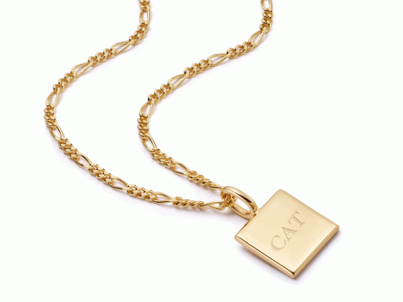 Engravable Square Pendant Necklace 18ct Gold Plate Fashion