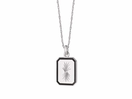 Bold Engraved Enamel Necklace Sterling Silver Online now