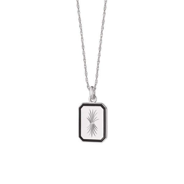 Bold Engraved Enamel Necklace Sterling Silver Online now