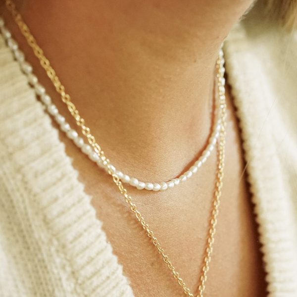 Freshwater Seed Pearl Necklace 18ct Gold Plate For Discount