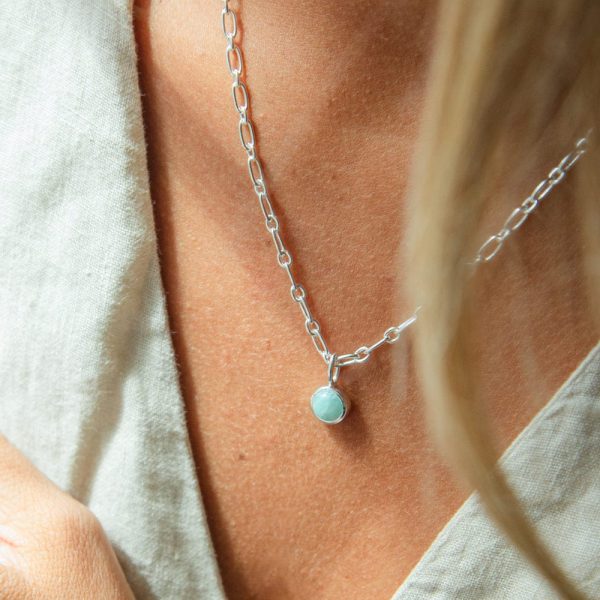 Amazonite Chunky Healing Stone Necklace Sterling Silver Online Hot Sale