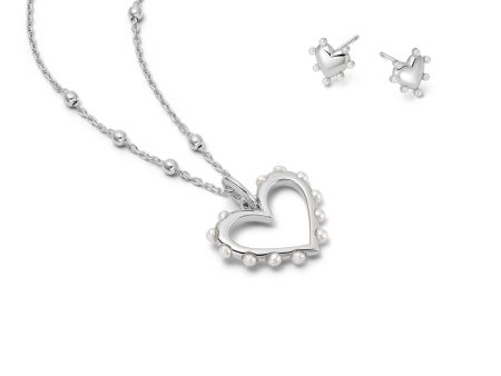 Pearl Heart Layering Set Sterling Silver Discount