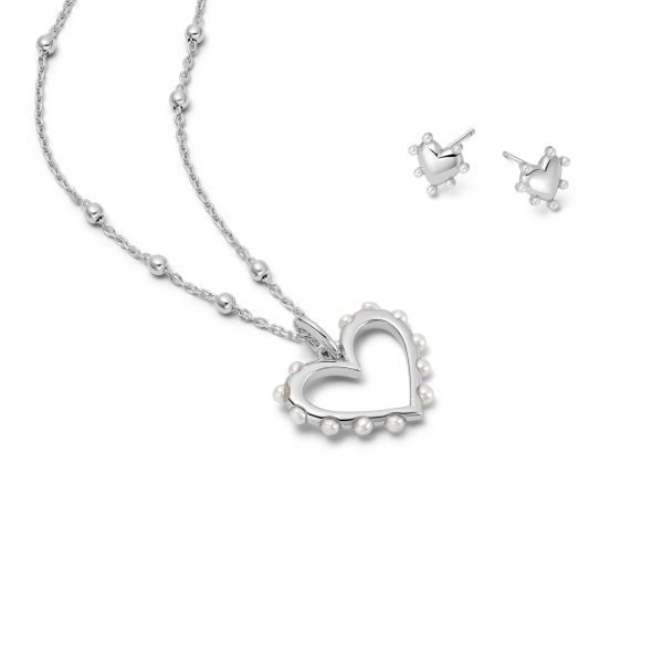 Pearl Heart Layering Set Sterling Silver Discount