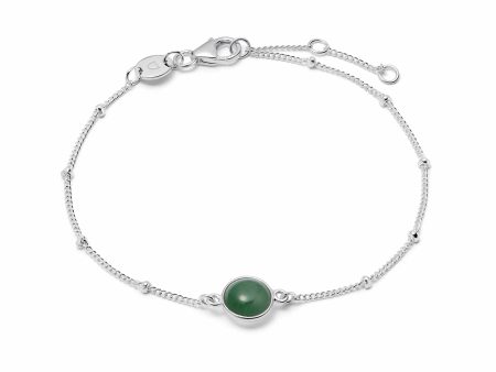 Green Aventurine Healing Stone Bobble Bracelet Silver Hot on Sale