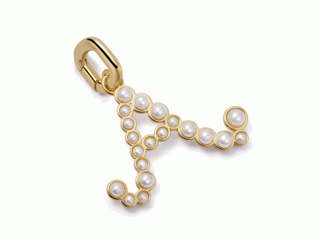 Pearl Initial Charm Pendant 18ct Gold Plate Sale