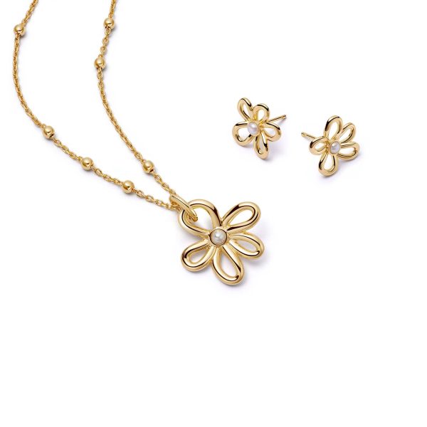 Daisy Bow Layering Set 18ct Gold Plate Fashion