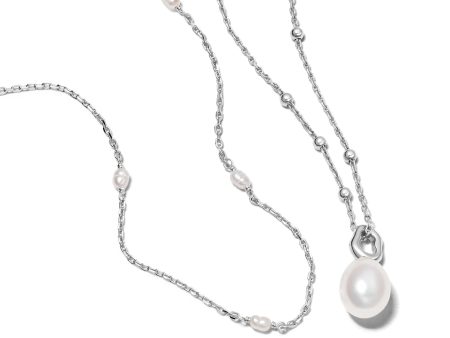 Double Pearl Necklace Layering Set Sterling Silver Sale