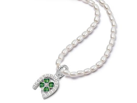 Shrimps Clover Charm Pearl Necklace Sterling Silver Online