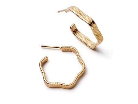 Wavy Snake Hoop Earrings 18ct Gold Plate Fashion